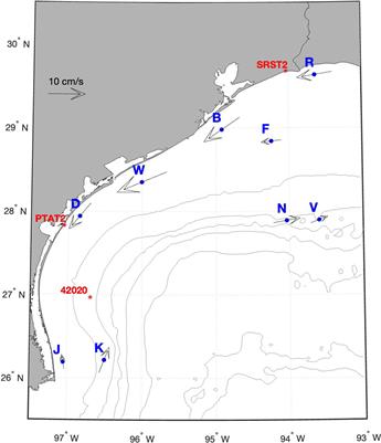 Characterizing the weather band variability of the Texas shelf current